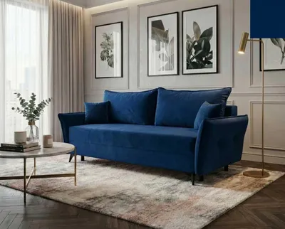 Produktbild von Ecksofa Cosoleto Nordelo mit Schlaffunktion, Stoff BLUVEL - NAVY BLUE 86, 105 x 260 x 95 cm.