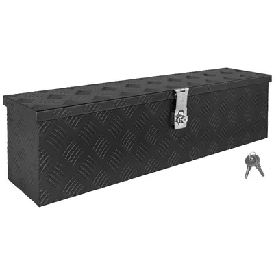 Immagine prodotto di Scatola per Strumento Nero Cassetta degli attrezzi Cassone per camion Scatola di Alluminio Cassone per rimorchio con coperchio Chiudibile a chiave D035 trucky