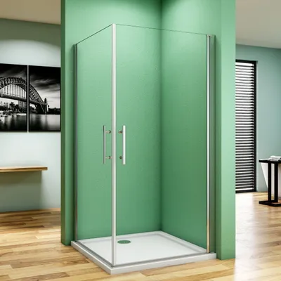 Produktbild von 100x90x195cm Duschkabine Eckzugangstür mit Antikalkglas