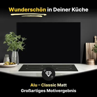 Produktbild von Spritzschutz Küchenrückwand aus Aluminiumverbund in Matt 90x50 cm - Schwarz