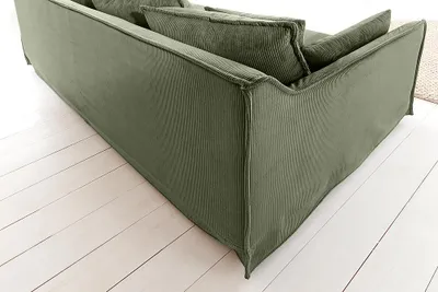 Produktbild von riess-ambiente 3-Sitzer Sofa HEAVEN 200cm grün Cord Federkern abnehmbarer Bezug inkl. Kissen