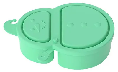 Snackbox aus Silikon, 2 Fächer, 750 ml, grün, wiederverwendbar