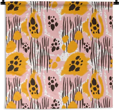 Produktbild von MuchoWow® Wandteppich Wandbehang Rosa - Orange - Formen - Muster 150x150 cm Tapisserie Dekoration Wandtuch - Wohnaccessoires - Modernes