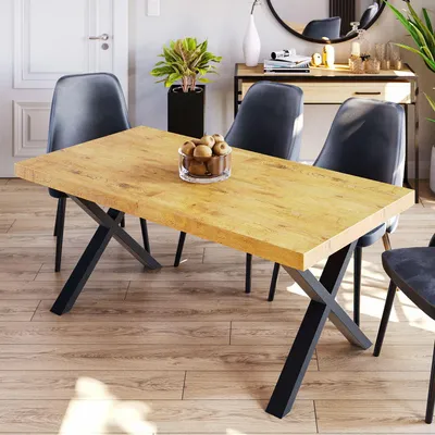 Produktbild von Furneo | Ausziehbarer Esstisch LOFT - 140x80 cm - Eiche Lancelot - Stabil und stilvoll - für Küche und Esszimmer - ausziehbar auf 240 cm