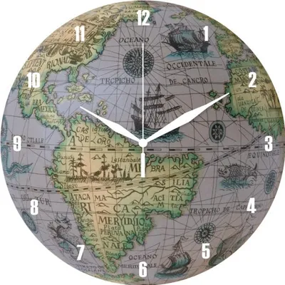 Wanduhr Antiker Globus