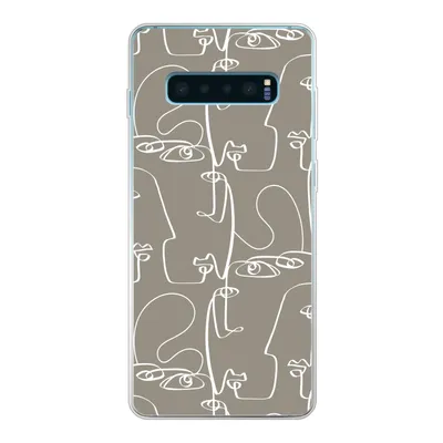 Produktbild von MuchoWow® Handyhülle Schutzhülle Hülle für Samsung Galaxy S10 Plus Muster - Kopf - Strichzeichnung Silikon Softcase Handy Hülle - Schutzhülle