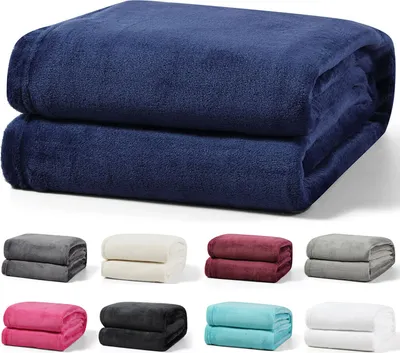 Produktbild von Kuscheldecke 230x270 cm Dunkelblau Wohndecke Flauschige Winter Decke Sofadecke Fleecedecke