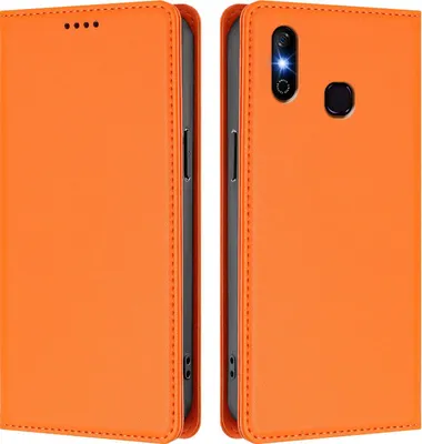 Immagine prodotto di Custodia in pelle per Infinix Smart 4, custodia magnetica in Finto cuoio con supporto Arancione