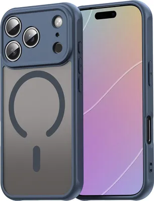 Immagine prodotto di Custodia magnetica per iPhone 17 Pro, retro opaco semitrasparente, cover antiurto con protezione della fotocamera Blu