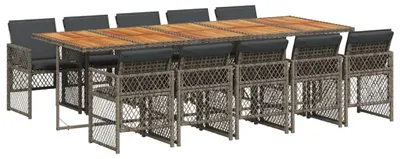 Productafbeelding van vidaXL 11-delige tuinset met kussens, grijs, polyrotan