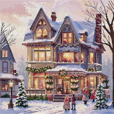 Productafbeelding van HobbyJobby Kreuzstich Stickpackung "Weihnachtsferien", Zählmuster, 38x38cm