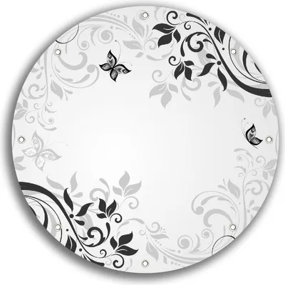 Produktbild von Wallario rundes Outdoor-Poster für Garten oder Balkon, Motiv Schnörkelmuster mit Schmetterlingen, 30 cm Durchmesser