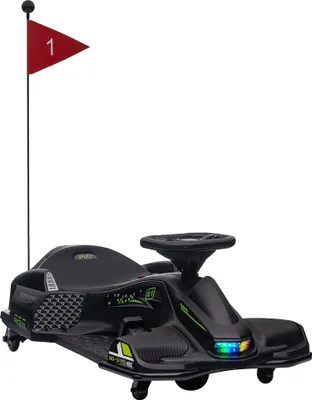 Obrázok produktu pre HOMCOM Elektrická motokára pre deti 8-12 rokov, 12 V, 3-8 km/h, driftovacia motokára pre deti s pomalým štartom, svetlami, hudbou a bezpečnostným pásom, čierna