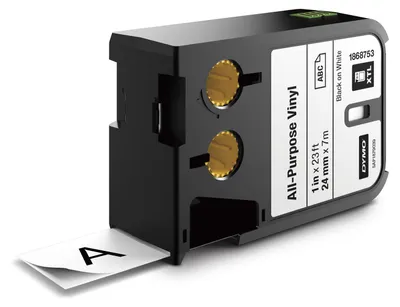 Image de Dymo XTL Ruban vinyl permanent 24 mm x 7 m noir sur blanc