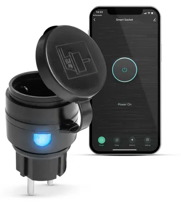 Produktbild von Smart Wi-Fi, Außensteckdose - IPX4 - Amazon Alexa, Google Home, Siri, IFTTT 1 Stück [55380].