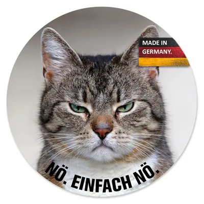 Produktbild von younikat Mauspad Katzen-Motiv mit Spruch I Ø 22 cm rund I Mousepad in Standard-Größe I rutschfest wasserabweisend I lustig frech I Nö. Einfach nö. I dv465