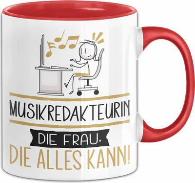 Produktbild von Musikredakteurin Geschenk Tasse Becher Die Frau Die Allen Kann Geschenkidee für eine Musikredakteurin Lustig (Rot)