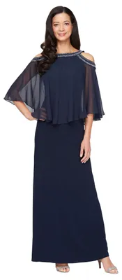 Immagine prodotto di Abito Alex Damen a trapezio con spalline scoperte, color blu navy, taglia 44, ideale per occasioni speciali