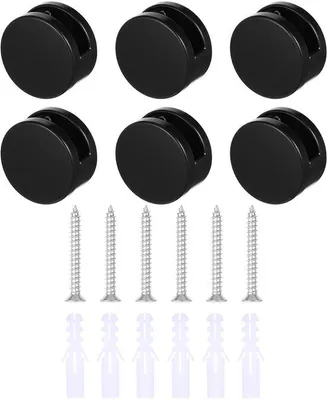 Produktbild von 6-teilige Rahmenlose Spiegelhalter für dicke Gläser, 3-5 mm Spiegelbefestigung für Wandmontage mit Metallschrauben, Schwarz