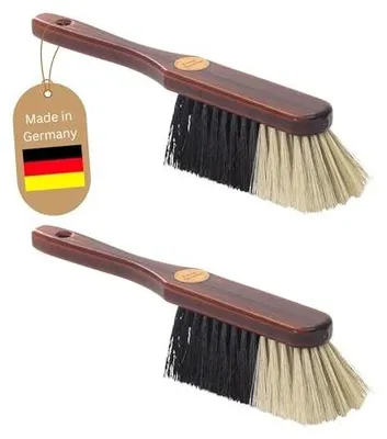 Zdjęcie produktu dla Zestaw 2 miotek ze włosia końskiego miękkie brązowe lakierowane