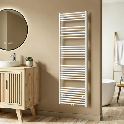 Zdjęcie produktu dla S'AFIELINA 160 x 60 cm Grzejnik łazienkowy Suszarka na ręczniki Grzejnik na ręczniki Podłączenie centralne Podgrzewacz do ręczników Prosty Biały,761 W