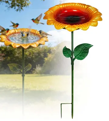 Produktbild von Vogeltränke Stehend Metall Sonnenblumen Design mit Erdspieß