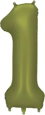 Zdjęcie produktu dla Balon foliowy cyfra 1 86cm oliwkowy