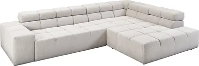 Produktbild von KAWOLA Sofa NEVADA Ecksofa Feincord silber mit motorischem Sitzvorzug Recamiere rechts
