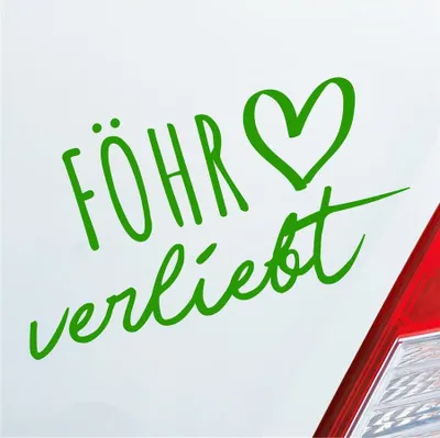 Produktbild von Auto Aufkleber Föhr verliebt Herz Insel Nordsee Liebe Car 19x10 cm Hellgrün Sticker Heckscheibenaufkleber