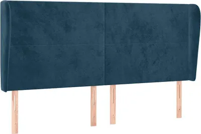Produktbild von vidaXL Kopfteil mit Ohren Dunkelblau 183x23x118/128 cm Samt