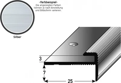 Produktbild von Einschubprofil "Eyeries" mit Nase für Designbeläge, Einfasshöhe 3 mm, Aluminium eloxiert, gebohrt-silber-1000