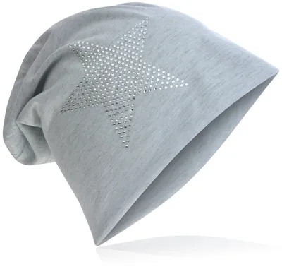 Produktbild von Beanie Muetze Strass Stern Hellgrau