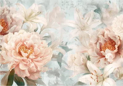 Produktbild von Fototapete Blumen Pfingstrosen Abstrakt - 350x250 cm - Vliestapete Wohnzimmer Schlafzimmer - Vlies Fototapete Beige - 15958VX7