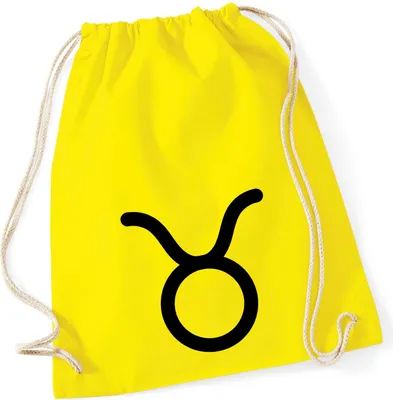 Produktbild von Huuraa Turnbeutel Stier Sternzeichen Zeichen 12 Liter Yellow Baumwolle Rucksack Geschenkidee