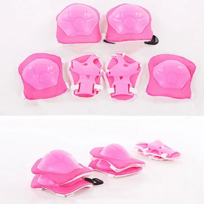 Immagine prodotto di Protezioni sportive per bambini, set di 6 pezzi rosa, per skateboard e pattini a rotelle, ginocchia e gomiti