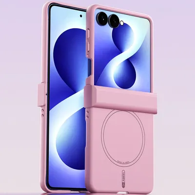Obrázek produktu pro Magnetické pouzdro pro Samsung Galaxy Z Flip 7, tvrdé PC pouzdro odolné proti poškrábání s ochranou pantu, kompatibilní s MagSafe Růžová