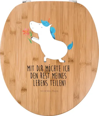 Produktbild von Mr. & Mrs. Panda WC Sitz Einhorn Blume - Transparent - Geschenk, Toilettenbrille, Toilettendeckel, Klo-Deckel, Liebe, Einhörner, Unicorn, WC-Sitz, Heiraten, Klobrille