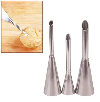 Image de Embouts de remplissage pour pistolet à crème, lot de 3, en acier inoxydable, tailles 5/6/8 mm