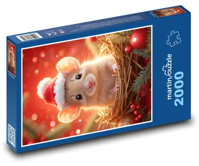Obrázok produktu pre martinpuzzle - Puzzle 2000 - Myš vo vianocnej ciapke