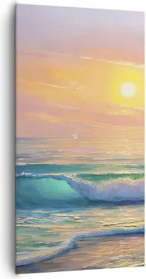 Produktbild von Bild auf Leinwand - Leinwandbild - Meer Welle Ufer - 65x120cm - Wand Bild - Wanddeko - Wandbilder - Leinwanddruck - Bilder - Kunstdruck - Wanddekoration - Leinwand bilder - Wandkunst - PA65x120-3915