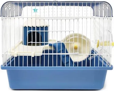 Produktbild von Famanu Hamsterkäfig mit Hamsterspielzeug - Hamsterhaus - Kleintierkäfig