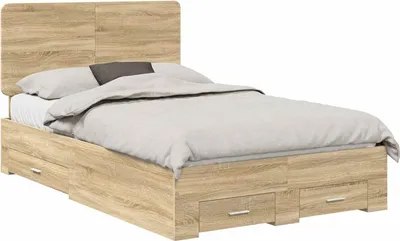 Immagine prodotto di vidaXL Struttura letto con testiera in rovere Sonoma 120 x 200 cm Materiale a base di legno
