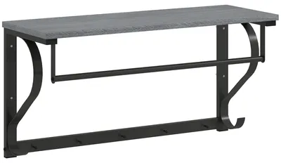 Produktbild von HOMCOM Wandgarderobe mit Ablage 70 cm Wandregal mit 5 Haken und Stange für Flur