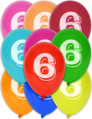 Image de Chiffre 6 Ballons d'anniversaire Ballons d'anniversaire 6 ans 8 pièces multicolores -