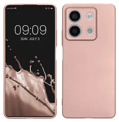 Produktbild von kwmobile Handyhülle für Xiaomi Redmi Note 13 5G Hülle - Silikon Case metallisch schimmernd - Schutzhülle Cover - Metallic Rosegold
