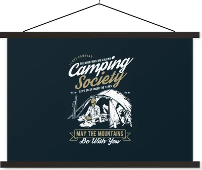 Produktbild von MuchoWow® Textilposter Zelt - Camping - Vintage 90x60 cm mit schwarzem Rahmen - Aufhängungssatz