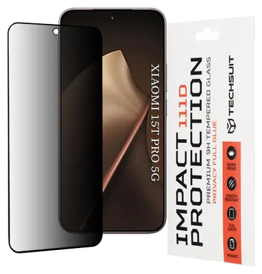 Obrázek produktu pro Techsuit - 111D Privacy Full Glue ochranné sklo s filtrem soukromí pro Xiaomi 15T Pro – černé