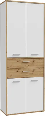 Produktbild von Furniture24 Aktenschrank 2 Schubkästen & 4 Türen Weiß/Artisan Keflavik Kfls821-C881 Hochschrank