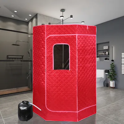Produktbild von Mobile Dampfsauna Sauna-Box mit 3L Dampfer für Schwitzen Abnehmen Entgiften 1500W Rot