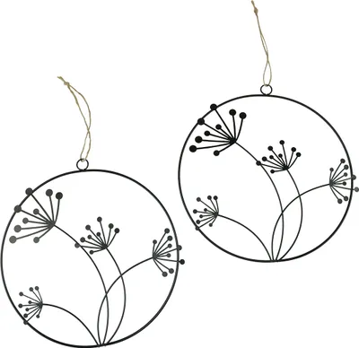 Produktbild von Dekoring aus Metall mit Blumensilhouette für Wanddekoration, 2 Stück